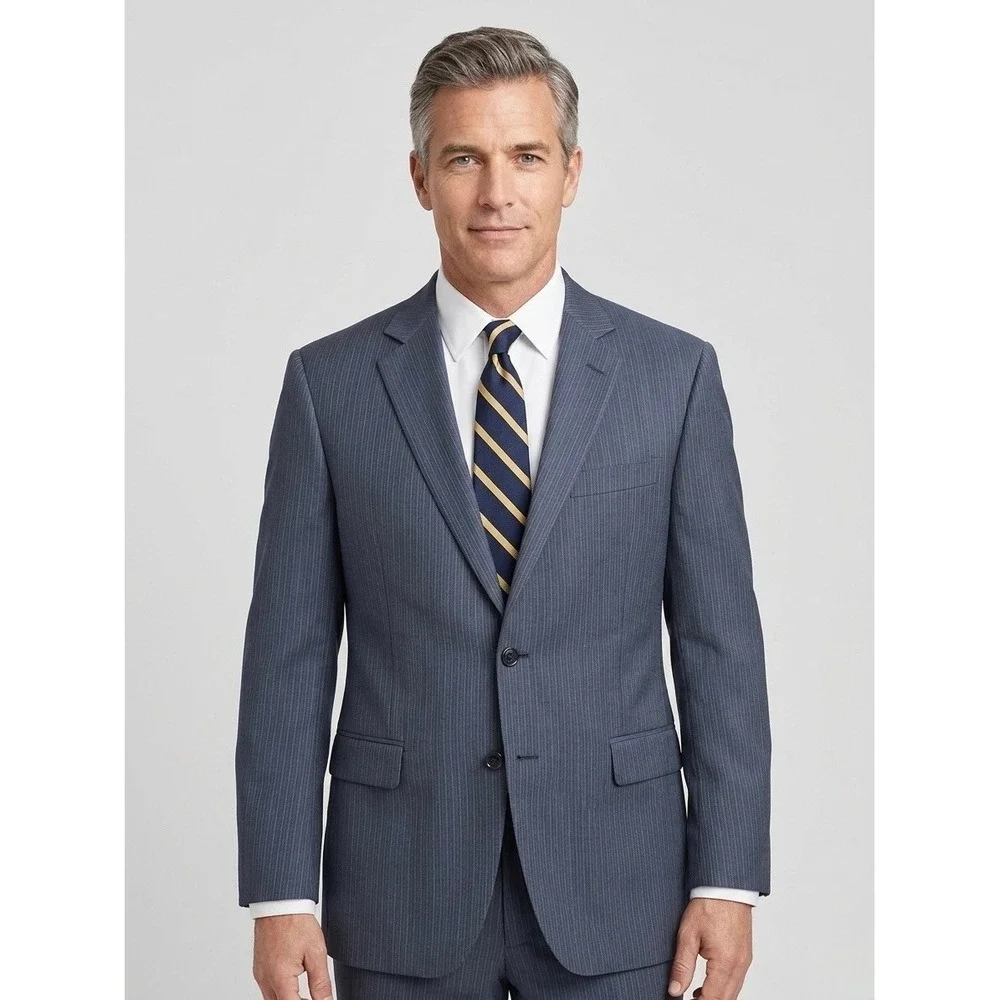 Brooks Brothers Mens SH Blue Pinstripe 100% Wool Blazer Sport Coat Size 42